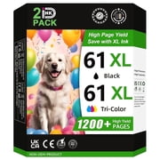 61XL Ink Cartridges Compatible for HP 61 Ink for Envy 4500 5530 4502 Officejet 4630 4635 Deskjet 1000 1010 1512 Printer (2 Pack)