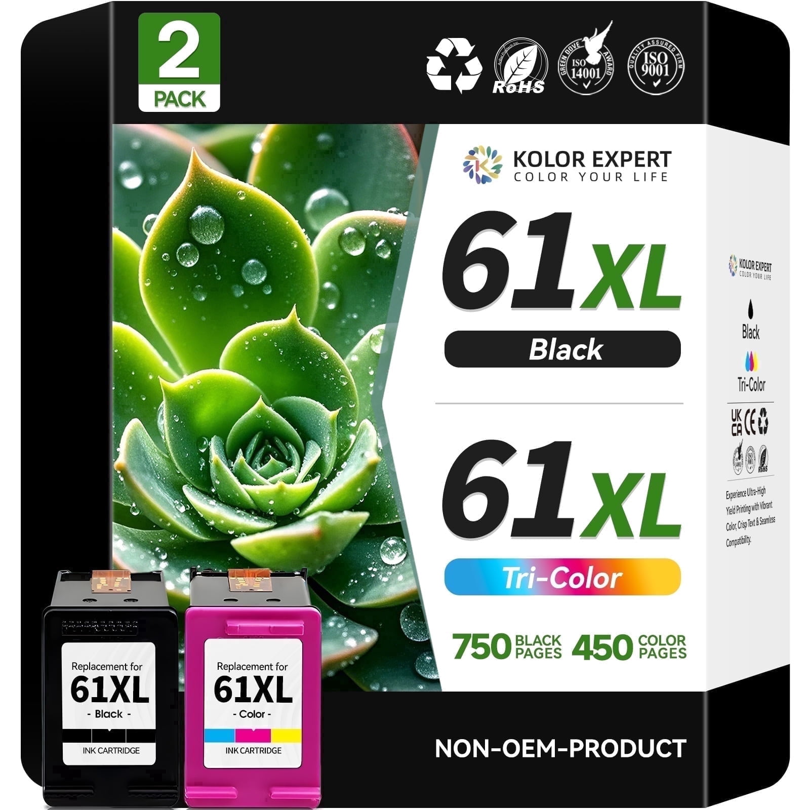 61XL Ink cartridges Compatible for HP 61 Ink Cartridge for Envy 4500 5530 Deskjet 1000 1510 Officejet 4630 4635 Printer (Black , Tri-Color)