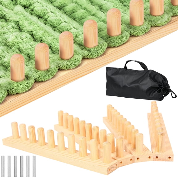 61in Adjustable Chunky Blanket Loom Kit,Wooden Knitting Loom for Blankets Chunky Weaving Frame