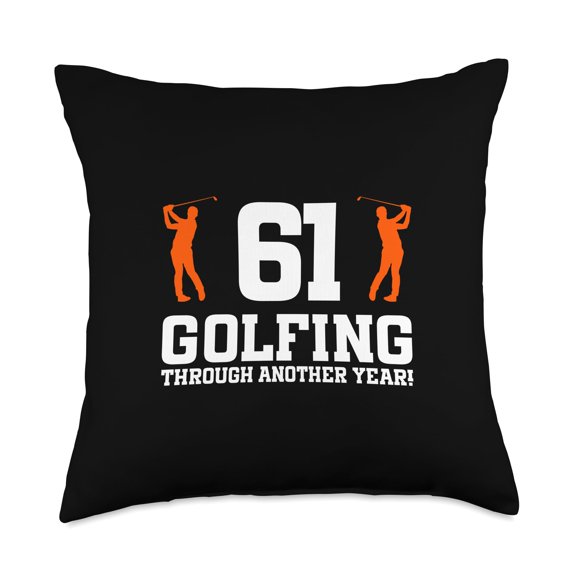 61st Birthday Golf 61 Years Old Golf Player Birthday Throw Pillow Y101