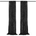 thumbnail image 1 of 61x243cm Black Sequin Backdrop Curtains 2 Panels,Wedding Photo Backdrop Glitter Birthday Bridal Party Curtains Sparkle, 1 of 8