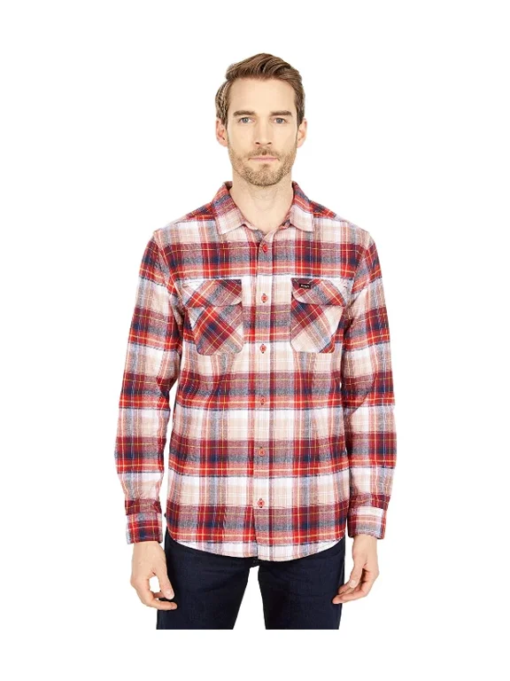 $62.00 RVCA Men Emerson Flannel Long Sleeve Shirt Chili Small