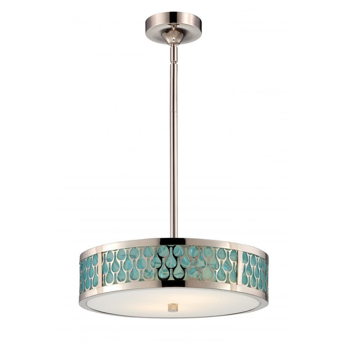 Polished Nickel 42" Glass Drum LED Pendant Light