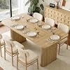 62.2" Rectangular Dining Table for 6-8 People, Modern 62.2" x 30.7" x 29.5" Kitchen Table with Reinforced Pedestal Base, Engineered Wood Table for Dining Room, Kitchen, OfficeNatural