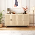 thumbnail image 1 of 62.20"Elegant and Functional 4-Door Rattan Decorative Storage Cabinet,for Bedroom,Living Room,Office,Easy Assembly(Same SKU:W757P190066), 1 of 9