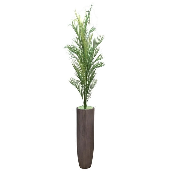 62.25'' Glow in the dark fake palm tree in a fiberstone planter