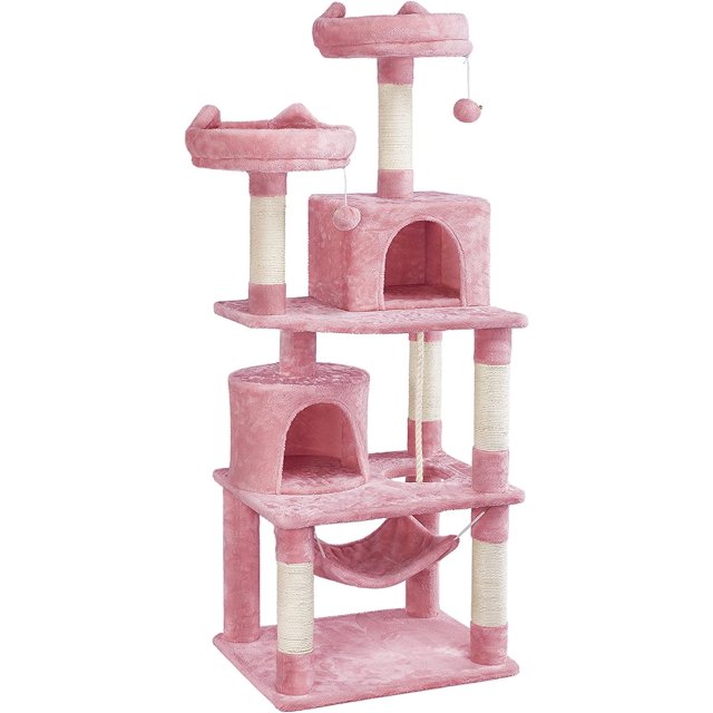 62.2in Cat Tree, Large Cat Tower Cat Activity Center with Hammock, Cat