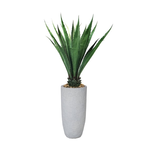62.3'' Artificial Agave in a Tall beige checkered planter