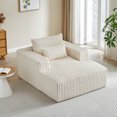thumbnail image 1 of 62.5" Corduroy Sofa Lounge Chair, Modern Single Lazy Sofa Couch with Armrests, Pillows, Comfy Sleeper Chair Loveseat for Living Room, Club, Bedroom, Apartment, Beige, 1 of 8