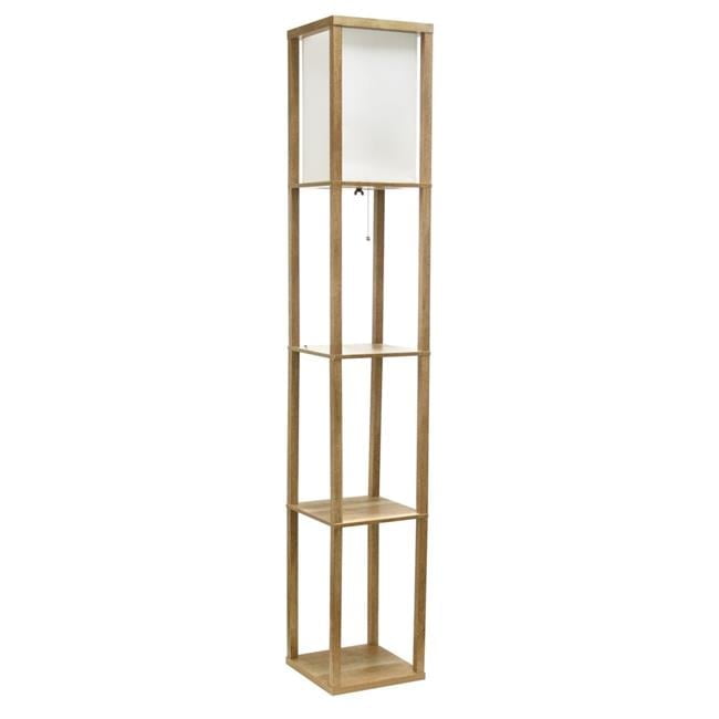 62.5" Black MDF 3-Tier Floor Lamp with Linen Shade