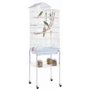 62.5-inch Roof Top Flight Bird Cage for Parakeets Cockatiels Conures Finches Lovebirds Canaries Budgies Small Parrots, Large Birdcage with Detachable Rolling Stand, White