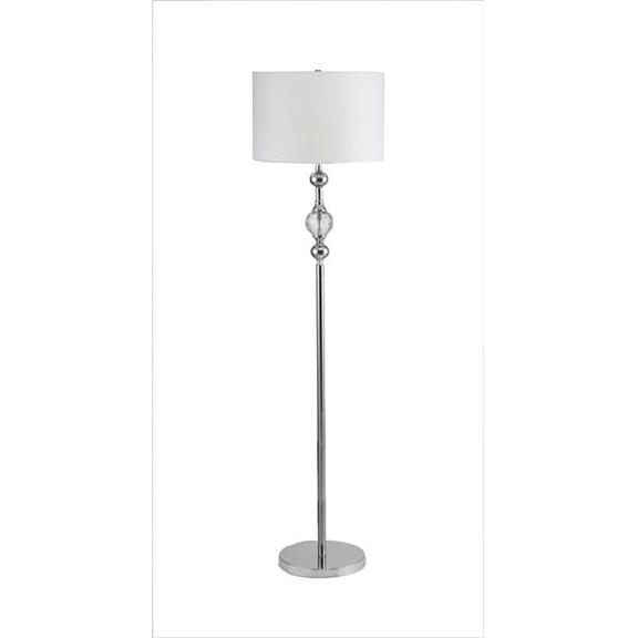62.5 x 15 x 15 in. Chrome & Crystal Orb Shaped Floor Lamp with White Drum Shade