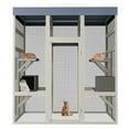 thumbnail image 1 of 62.6 Inch Large Outdoor Wooden Cat Enclosure for Cats with Waterproof Roof, Two Cozy Cat Houses, Multi-Level Platforms, and Secure Rust-Proof Wire Cage for Patio or Backyard Safety, 1 of 9
