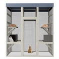 thumbnail image 1 of 62.6" Outdoor Cat Catio Enclosure, Large Wooden Catio for Multiple Cats, 2 Cat Houses & Platforms, Rust-Proof Pet Cage for Backyard or Patio, 1 of 7