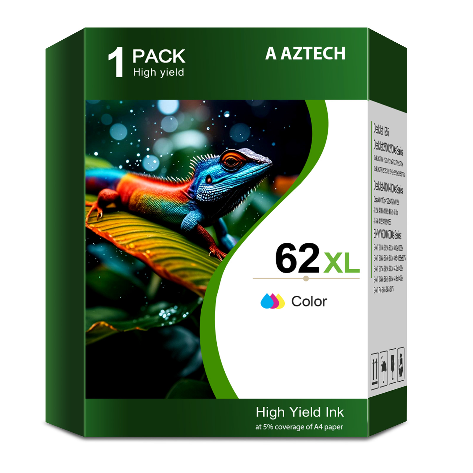 Hp 864 Ink 62 62XL Ink Cartridges Compatible for HP 62XL 62 1 Pack Tri-color Ink ...