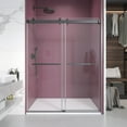 thumbnail image 1 of 62'' - 66'' W X 76'' H Double Sliding Frameless Shower Door With 3/8 Inch (10Mm) Clear Glass In Matte Black, 1 of 6