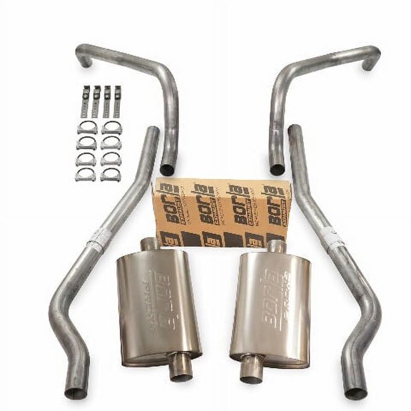 62-67 Chevy II Nova 2.5" Dual Exhaust Kit Borla Pro XS Mufflers Rear Exit