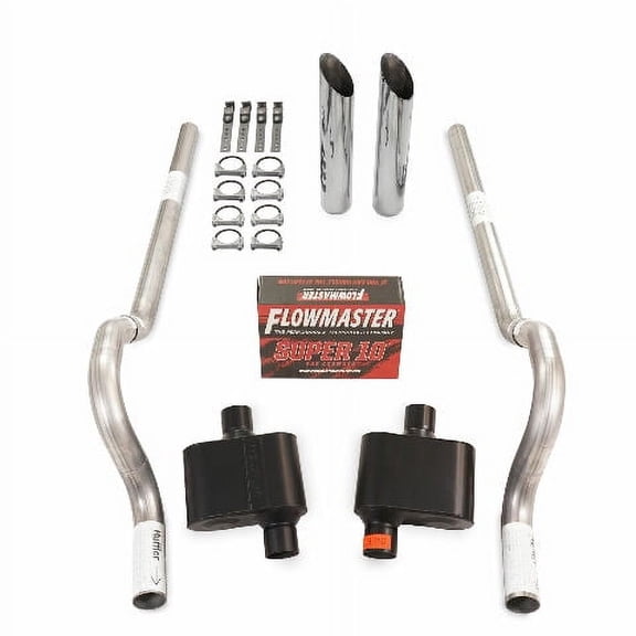 62-74 Mopar B Body Car 2.5" Dual Exhaust Kit Flowmaster Super 10 Rear Exit SW