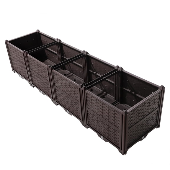 62.8" L Rectangular Plastic Raised Garden Bed, Brown