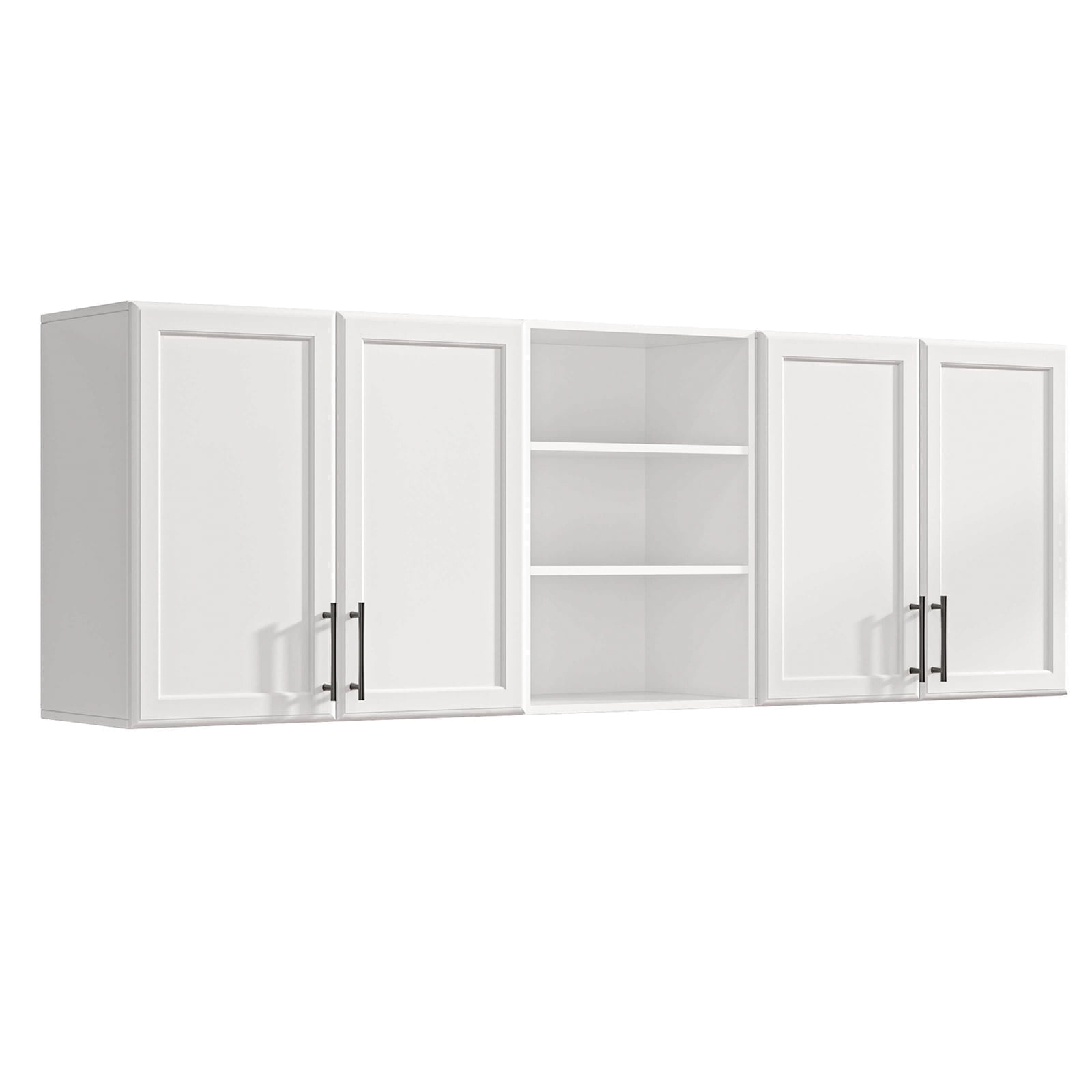 62.8''W Wall Cabinets for Laundry Room, Wooden Floating Wall Cabinets, Hanging Wall Cabinet for Laundry, Kitchen, White