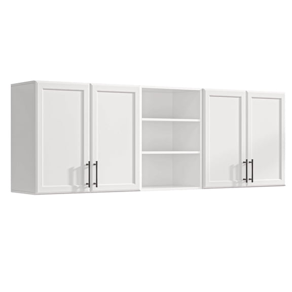 62.8''W Wall Cabinets for Laundry Room, Wooden Floating Wall Cabinets, Hanging Wall Cabinet for Laundry, Kitchen, White