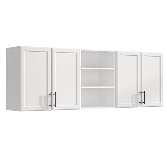 62.8''W Wall Cabinets for Laundry Room, Wooden Floating Wall Cabinets, Hanging Wall Cabinet for Laundry, Kitchen, White