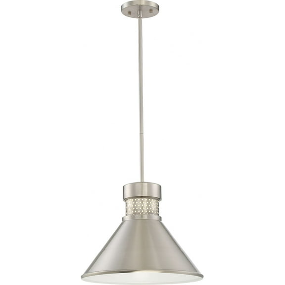62/852-Nuvo Lighting-Doral-15W 1 LED Large Pendant-14 Inches Wide by 11 Inches High-Brushed Nickel/White Finish    -Traditional Installation