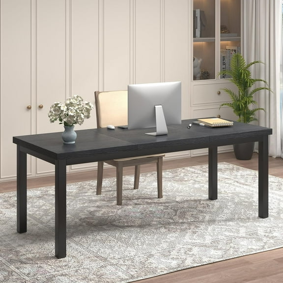 62.9 Inch Computer Desk, Gaming Computer Desk with A Modern Design, Office Computer Desk at Home, Perfect for Office Work, Gaming, Studying, and Writing, Etc., Black.