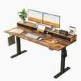 thumbnail image 1 of 62.9 Inch Electric Standing Desk with Double Drawers & Stand up Desk with Storage Shelf, Height Adjustable Ergonomic Home Office Desk with Hooks, Computer Workstation for Home and Office, Rustic Brow, 1 of 8