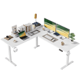 thumbnail image 1 of 62.9 Inch L-Shaped Standing Desk, Large Electric Height Adjustable Ergonomic Home Office Computer Desk with 3 Memory Buttons and Cable Management, Corner Desk for Home & Office Workstations, White, 1 of 8