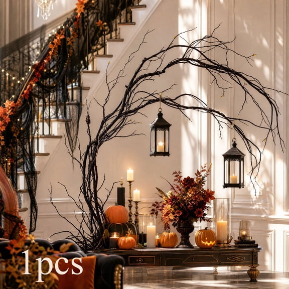 62.99 in Artificial Bendable Tree Branches for Halloween Decor, Fake Trunk Twigs, Cherry Blossom Grape Vines, Halloween Steady Branch Garland, Wall Hanging Reptile Habitat Decor