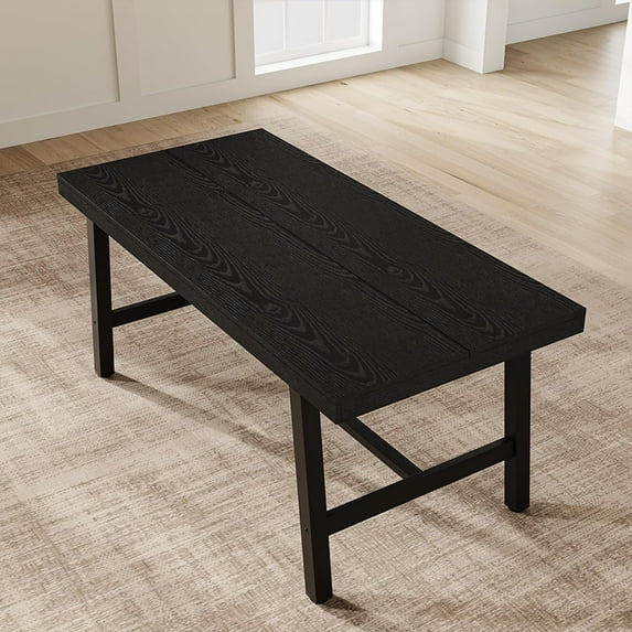 62.99" Large Long Dining Table for 4-6 People, Rustic Wood Rectangular Kitchen Table with Sturdy Black Metal Legs, Industrial Rectangle Patio Table for Living Room, Kitchen, Dining Room