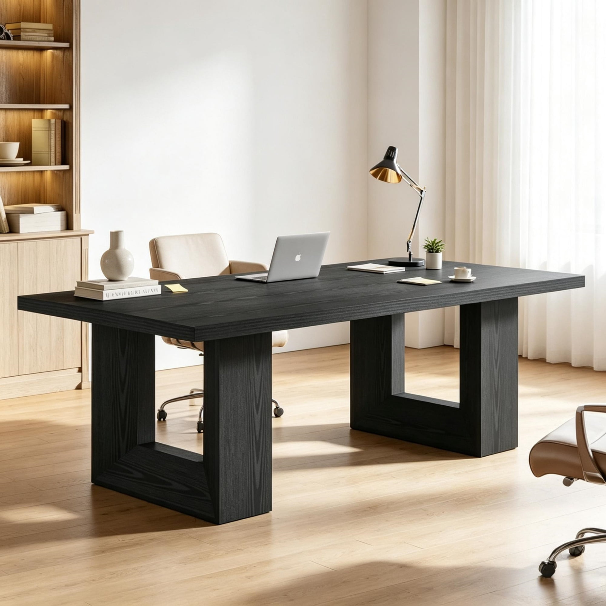 62.99" Rectangular Executive Computer Desk, Conference Table Seating 6 to 8