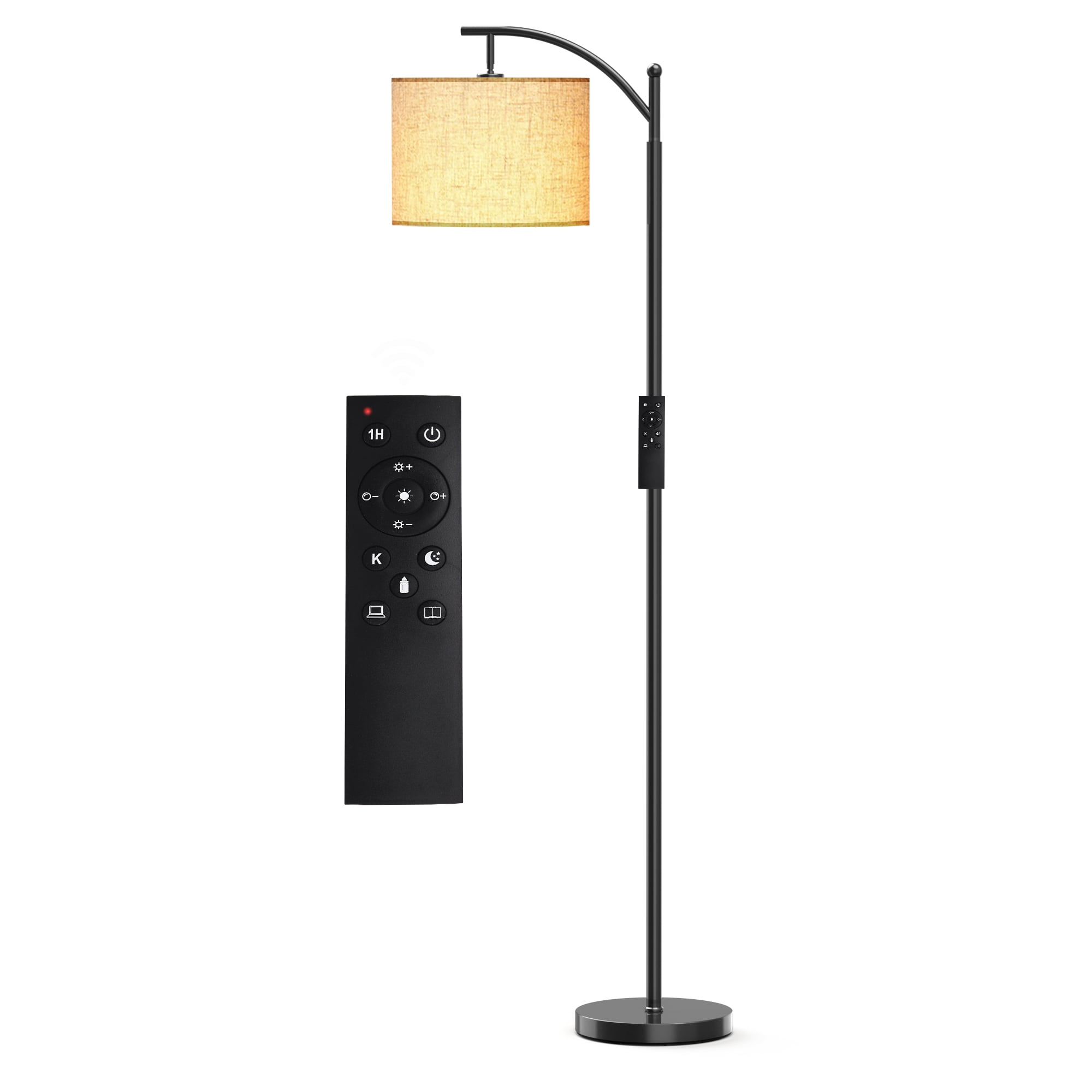 Aspen Creative Matte Black Floor Lamp | Adjustable Shade, 62" Tall, E26 Socket (Bulb Not Included)