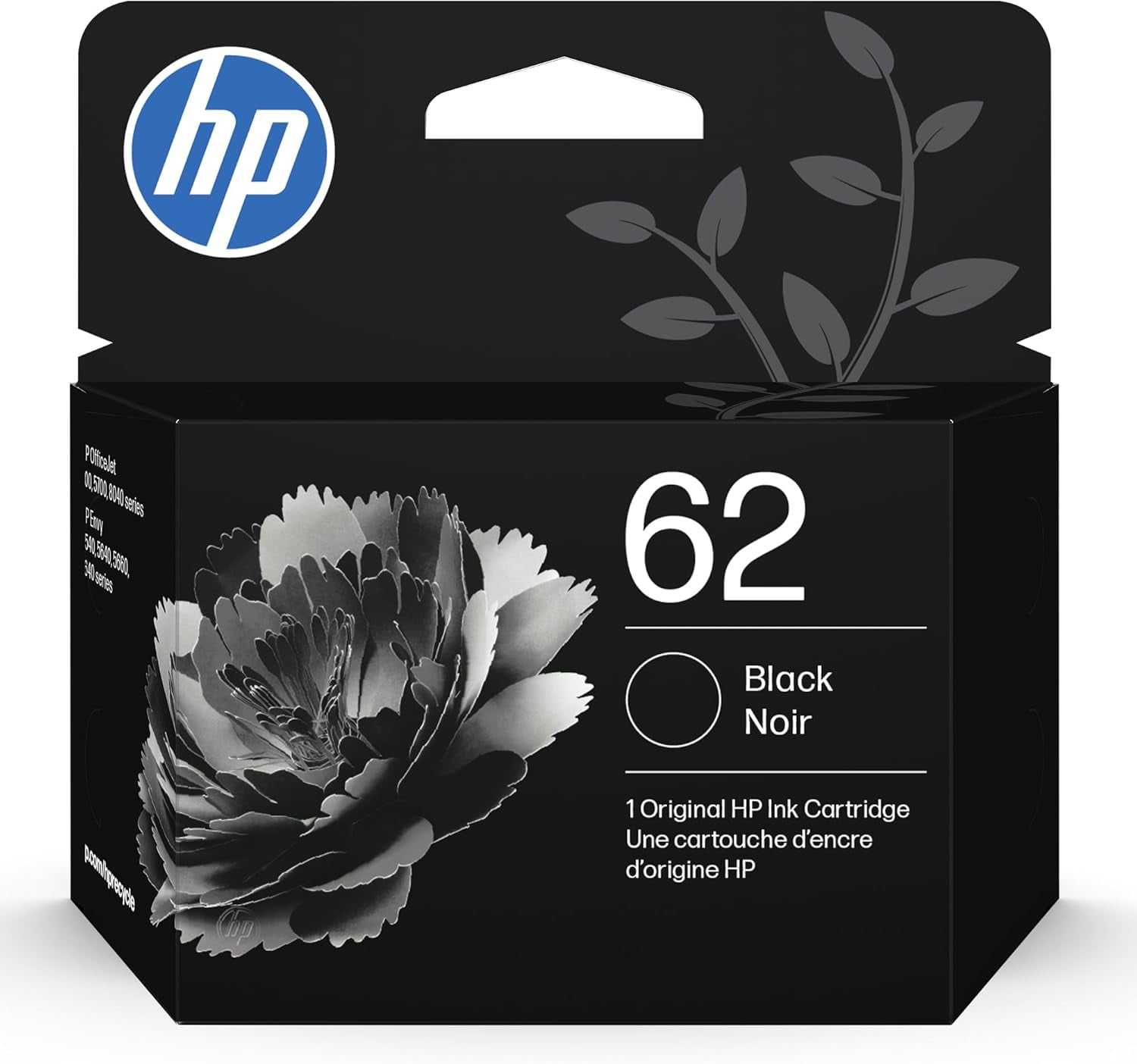 62 Black Ink Cartridge | Works with ENVY 5540, 5640, 5660, 7640, Offic ...