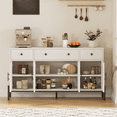 thumbnail image 1 of 62'' Buffet Cabinet with Storage,Large Sideboard Cabinet,Coffee Bar Cabinets with 3 Drawers and 4 Fluted Glass Doors for Home,Kitchen,Dining Room, 1 of 7