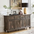 thumbnail image 1 of Brafabhome Sideboard with 4 Doors and 4 Drawers, 62'' W Buffet Storage Cabinet with Shelves for Kitchen Dining Room | Dark Oak, 1 of 10