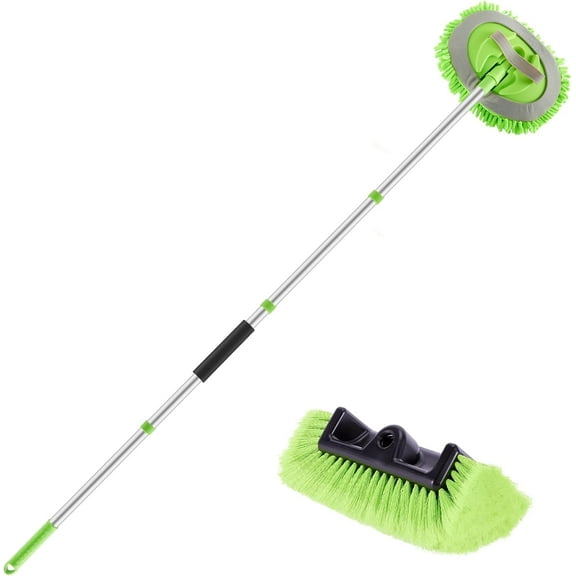 62''Car Wash Brush with Long Handle, Car Cleaning Brush with Soft Microfiber Bristles, Chenille Microfiber Car Washing Mop,Car Care Wash Kit for Truck RV SUV