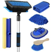 62'' Car Wash Brush with Long Handle, Scratch-Free Soft Bristles Sturdy Car Wash Mop Kit, Complete Car Cleaning Brush Kit Wash Mitt Towel Windshield Squeegee Wheel Tire Brush for Car Truck RV
