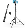 thumbnail image 1 of 62’’ Cell Phone Tripod Stand, Adjustable Floor Cellphone Tri Pod Holder with Remote for iPhone and Android, Portable Compact Smartphone Selfie Stick for Video Recording Camera Ring Light Filming, 1 of 3