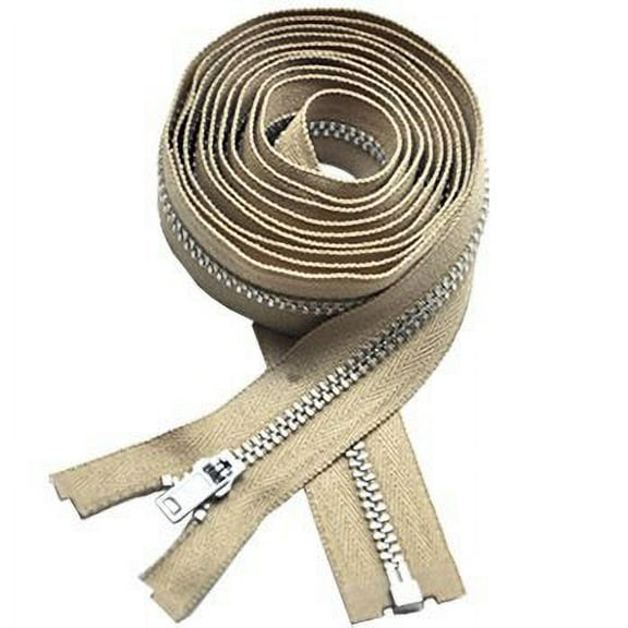 62" Coat Lining Zipper ~ YKK #3 Coat Lining Separating ~ Aluminum ~ Beige (1 Zipper)