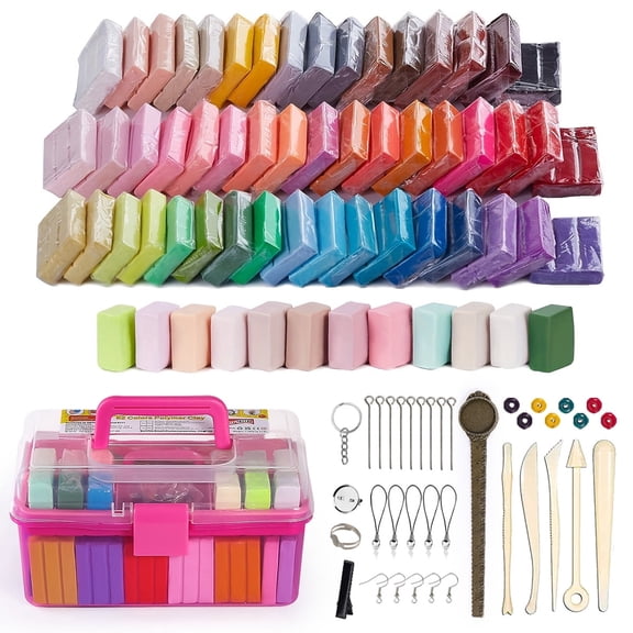 62 Colors Polymer Clay Kit - Premium Oven Bake Clay Art Supplies for Sculpting, Jewelry Making & DIY Decor & Miniatures | Non-Toxic, Rich Colors, Advanced Sculpting Tools Included