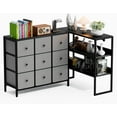 thumbnail image 1 of 62" Dresser for Bedroom with 3-Tier Open Storage Shelves, Dresser for Closet with 9 Dressers, Large TV Stand for 50, 60, 75 Inch TV, for Bedroom, Closet, Entryway, Black and Gray, 1 of 16