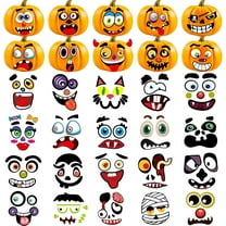 62 Faces Halloween Pumpkin Decorating Stickers - Large Jack-O-Lantern Craft Kits for Halloween Party Favors and Trick or Treat Supplies