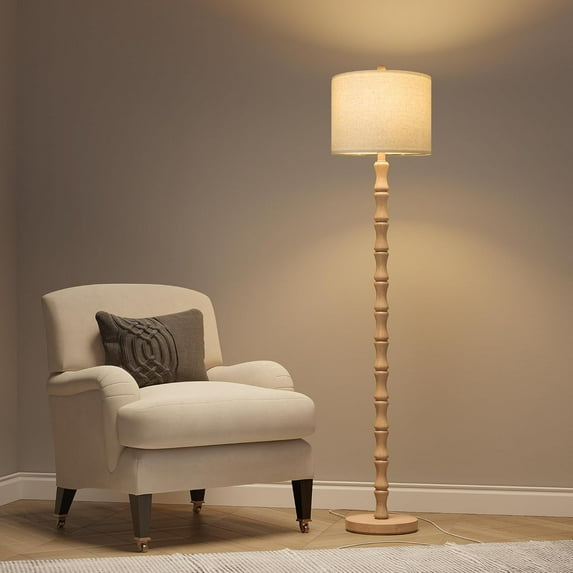 62" Farmhouse Floor Lamp for Living Room, Retro Corner Floor Lamp Rotary Switch, Rustic Standing Lamp for Bedroom, Corner, Nursery, Dining Room, Bedroom, House