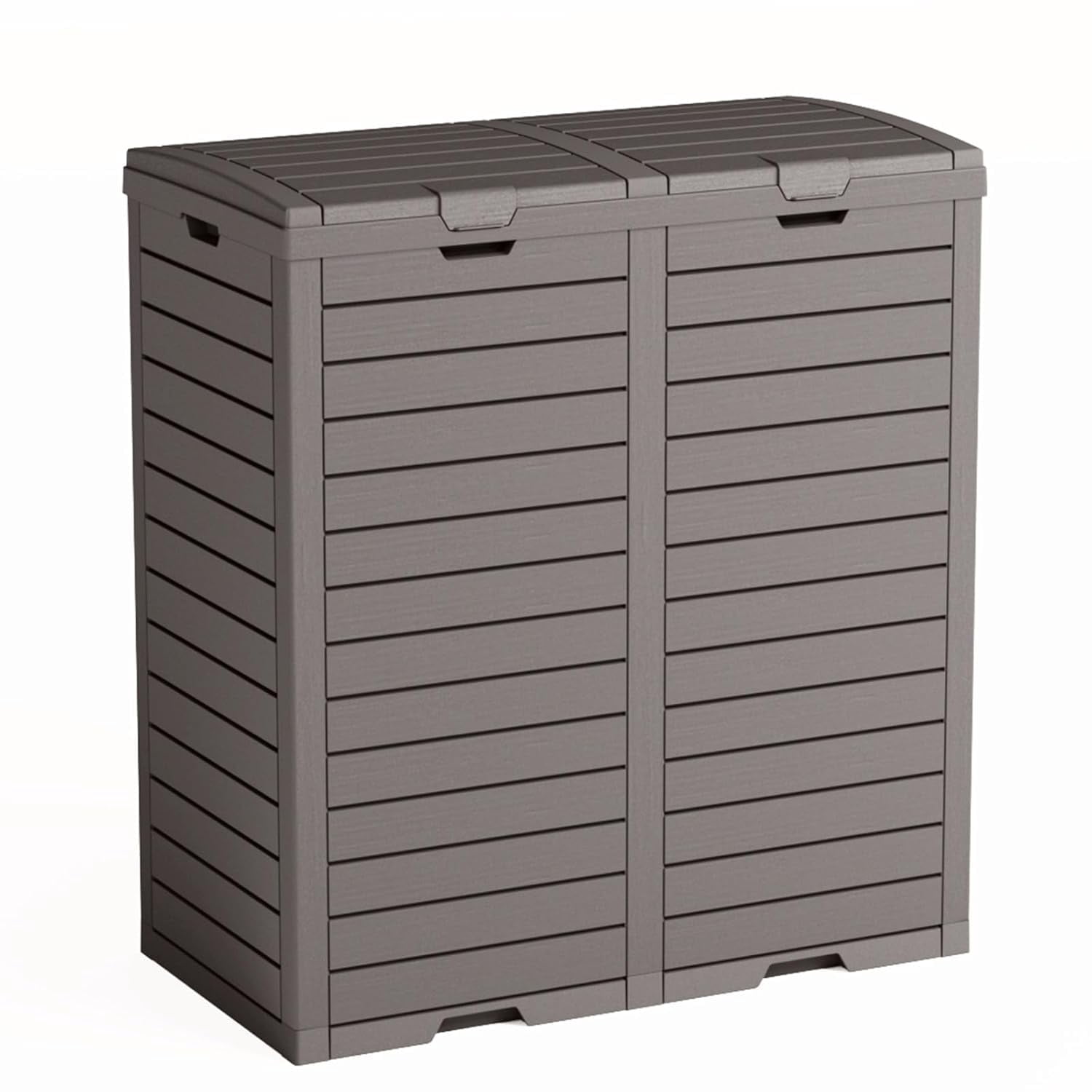 62 Gallon Outdoor Double Trash Can – Waterproof Resin Garbage Cabinet ...