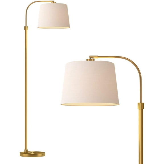 62" Gold Floor Lamp for Living Rooms Tall Arc Standing Lamps for Bedrooms Industrial Corner Nursery Girls Kid Vintage Mid-Century Modern Reading Light Office Antique Brass Shade Lantern