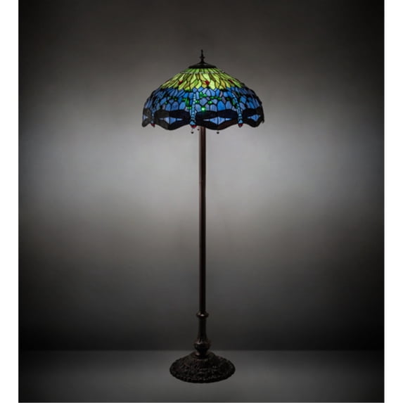 62" High Tiffany Hanginghead Dragonfly Floor Lamp