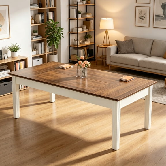 62 Inch Dark Wood Computer Desk with Solid Wood Legs Large Surface MDF Office Writing Desk for Home Office Conference Dining