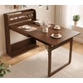 Informal Table Service 62 Inch Wall Side Murphy Foldable Dining Table with Integrated Shelf ...
